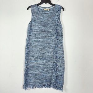 Anthropologie Sweater Dress Fringe‎ Knit Blue